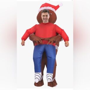 Inflatable Gingerbread Man holding a person Costume, Christmas Blow Up Costume